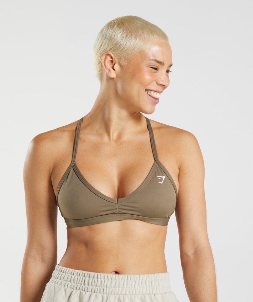 Women\'s Gymshark Minimal Sports Bra Brown | NZ 6HQBJC